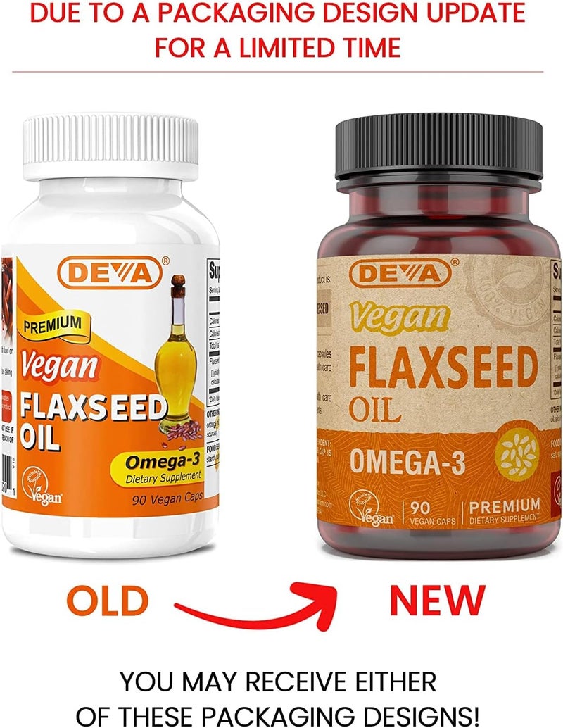 DEVA Premium Vegan Flaxseed Oil 500mg - 90 Vegan Capsules, 3 Pack - Image 3